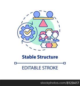 Stable structure concept icon. Cooperative society benefit abstract idea thin line illustration. Stability in organization. Isolated outline drawing. Editable stroke. Arial, Myriad Pro-Bold fonts used. Stable structure concept icon