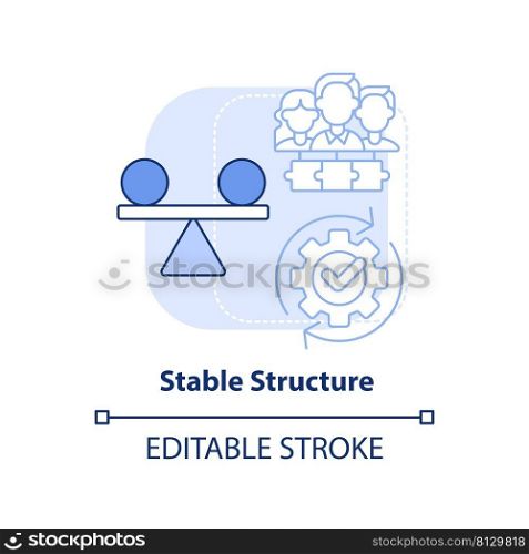 Stable structure light blue concept icon. Cooperative society benefit abstract idea thin line illustration. Stability. Isolated outline drawing. Editable stroke. Arial, Myriad Pro-Bold fonts used. Stable structure light blue concept icon
