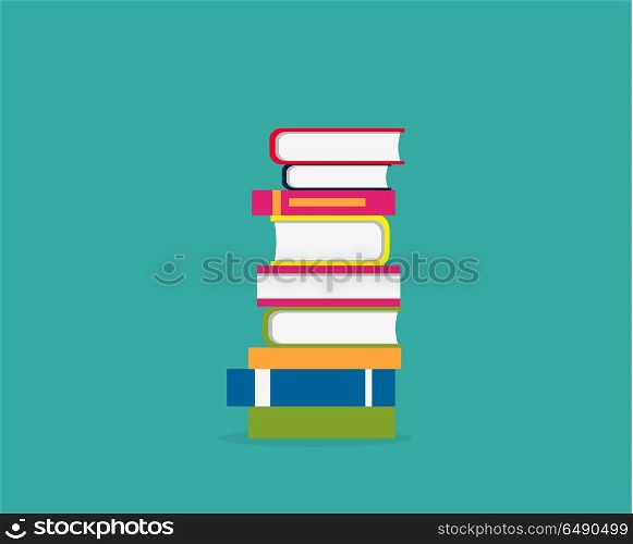 Stack Books Icon. Stack books icon isolated. Concept knowledge back to school. Education and study, learn university read, shelf and heap literature, reading and reader books. Vector illustration