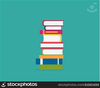 Stack Books Icon. Stack books icon isolated. Concept knowledge back to school. Education and study, learn university read, shelf and heap literature, reading and reader books. Vector illustration