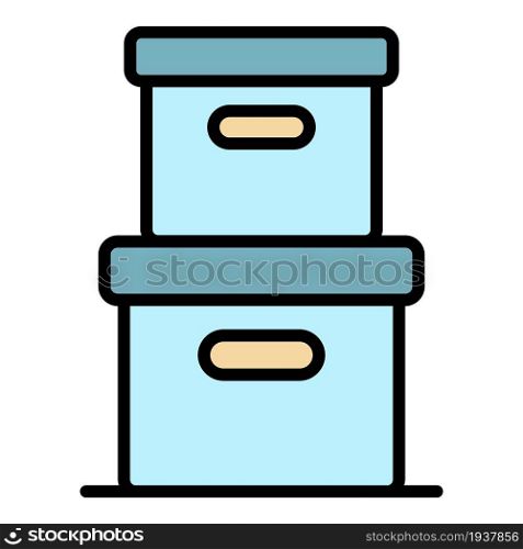 Stack delivery box icon. Outline stack delivery box vector icon color flat isolated. Stack delivery box icon color outline vector