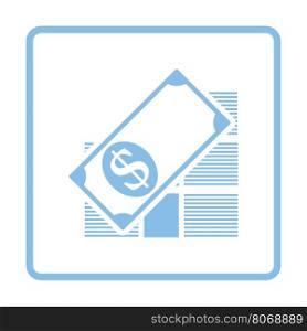Stack of banknotes icon. Blue frame design. Vector illustration.