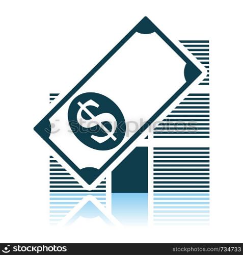 Stack Of Banknotes Icon. Shadow Reflection Design. Vector Illustration.