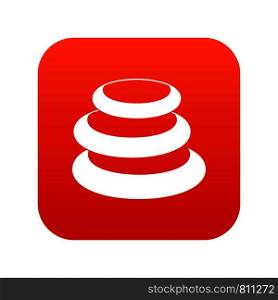 Stack of basalt balancing stones icon digital red for any design isolated on white vector illustration. Stack of basalt balancing stones icon digital red