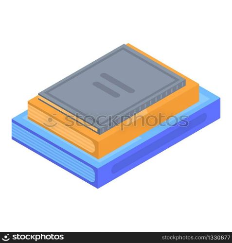 Stack of book icon. Isometric of stack of book vector icon for web design isolated on white background. Stack of book icon, isometric style