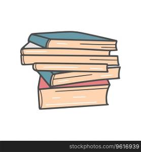 Stack of books doodle sketch style isolated illustration. Book pile clip art. Hand drawn stack of textbooks, vector. Stack of books doodle sketch style isolated illustration