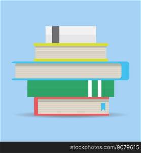 Stack of books flat design. Library and reading book, vector illustration. Stack of books