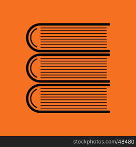 Stack of books icon. Orange background with black. Vector illustration.