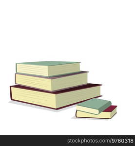 Stack of books isolated on white for banner back to school or education training class. Vector stack of books drawing, illustration literature for school study, information in textbook, pile and stack. Stack of books isolated on white for banner back to school