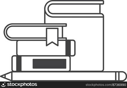 stack of books on the shelf illustration in minimal style isolated on background