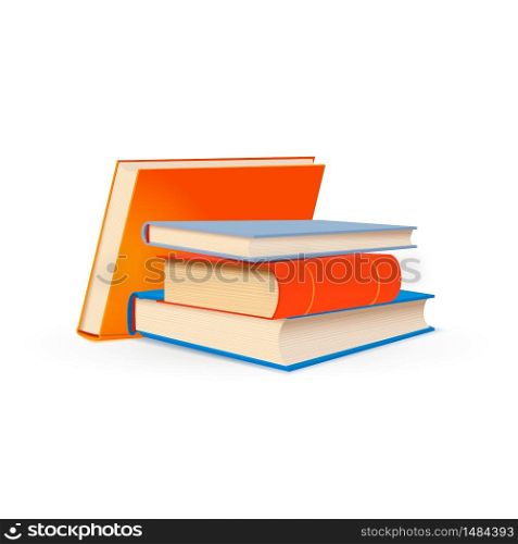 Stack of bright school textbooks on white. Stack of bright school textbooks isolated on white