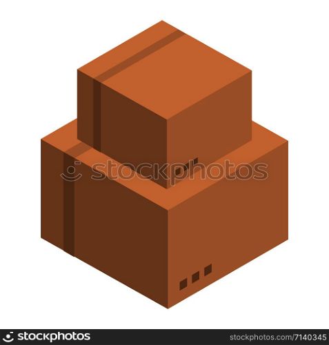Stack of carton box icon. Isometric of stack of carton box vector icon for web design isolated on white background. Stack of carton box icon, isometric style