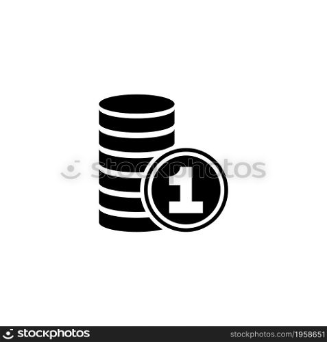 Stack of Coins and One Coin, Money. Flat Vector Icon illustration. Simple black symbol on white background. Stack of Coins and One Coin, Money sign design template for web and mobile UI element. Stack of Coins and One Coin, Money. Flat Vector Icon illustration. Simple black symbol on white background. Stack of Coins and One Coin, Money sign design template for web and mobile UI element.
