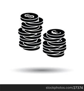 Stack of coins icon. White background with shadow design. Vector illustration.