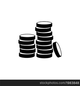 Stack of Coins, Money, Cash. Flat Vector Icon illustration. Simple black symbol on white background. Stack of Coins, Money, Cash sign design template for web and mobile UI element. Stack of Coins, Money Flat Vector Icon