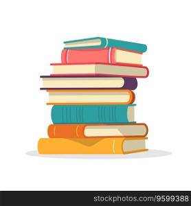  Stack of colored books isolated on white background. Education concept. Vector stock