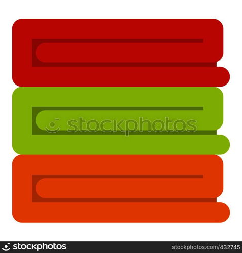 Stack of colored towels icon flat isolated on white background vector illustration. Stack of colored towels icon isolated
