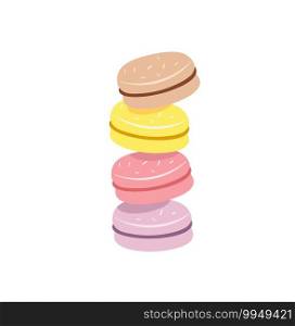 Stack of colorful macaron, macaroon almond cakes, sketch style vector illustration isolated on white background. Stack, pile of colorful almond macaron, macaroon biscuits, sweet and beautiful dessert.. Stack of colorful macaron, macaroon almond cakes, sketch style vector illustration isolated on white background. Stack, pile of colorful almond macaron, macaroon biscuits, sweet and beautiful dessert