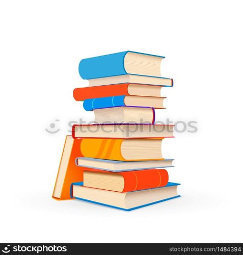 Stack of colorful textbooks on white. Stack of colorful textbooks isolated on white