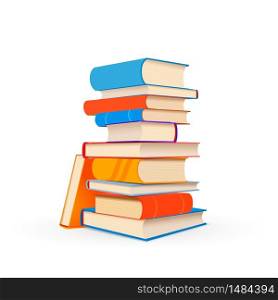 Stack of colorful textbooks on white. Stack of colorful textbooks isolated on white