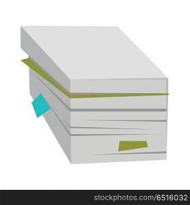Stack of Documents. Stack of documents. Document icon. Office work, business documents element. Design element, sign, symbol, icon in flat. Isolated object on white background. Vector illustration.