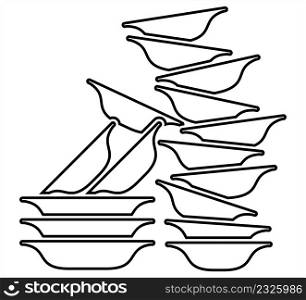 Stack Of Food Plates Icon Vector Art Illustration