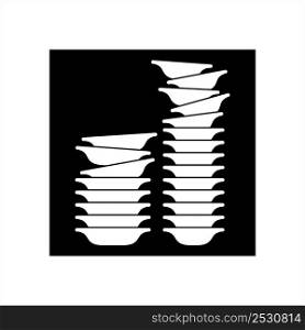 Stack Of Food Plates Icon Vector Art Illustration