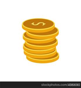 Stack of gold coins flat icon isolated on white background. Stack of gold coins flat icon