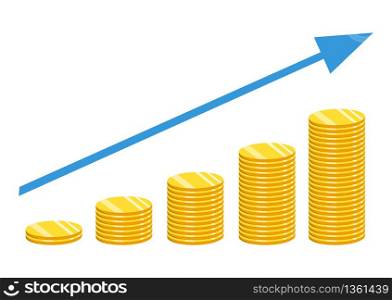 Stack of gold coins. The concept of income or profit. Vector illustration.. The concept of income or profit. Vector illustration. Stack of gold coins.