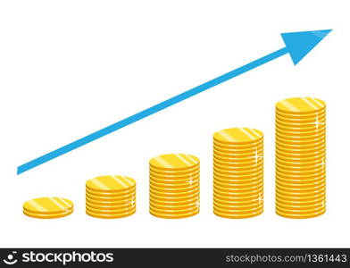 Stack of gold coins. The concept of income or profit. Vector illustration.. The concept of income or profit. Vector illustration. Stack of gold coins.