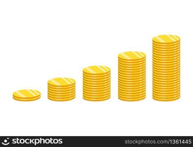 Stack of gold coins. The concept of income or profit. Vector illustration.. The concept of income or profit. Vector illustration. Stack of gold coins.