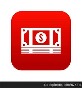 Stack of money icon digital red for any design isolated on white vector illustration. Stack of money icon digital red