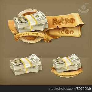 Stack of money, vector icon