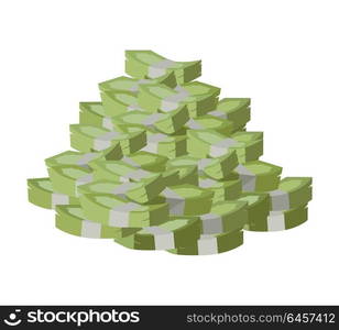 Stack of Money Vector Illustration Flat Design.. Stack of money vector. Pile of banknotes in flat style design. Getting maximum profit idea. Cash for all purposes. Illustration for credit, savings, charitable concepts. Isolated on white background.