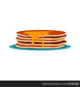 Stack of pancakes icon in flat style isolated on white background. Stack of pancakes icon, flat style