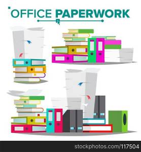 Stack Of Papers, File Folders Vector. Cluttered Documentation. Accounting Bureaucracy. Illustration. Stack Of Papers, File Folders Vector. Cluttered Documentation. Accounting Bureaucracy. Isolated Flat Illustration