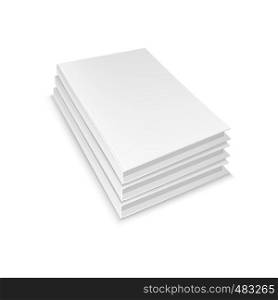 Stack of three blank books on a white background . Stack of three blank books