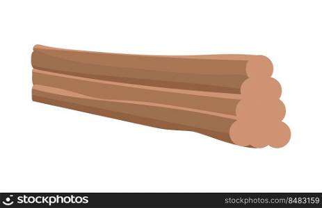 Stack of wooden logs semi flat color vector object. Timber producing. Wood material. Full sized item on white. Industry simple cartoon style illustration for web graphic design and animation. Stack of wooden logs semi flat color vector object