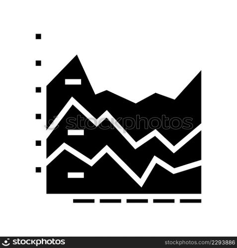 stacked area chart glyph icon vector. stacked area chart sign. isolated contour symbol black illustration. stacked area chart glyph icon vector illustration