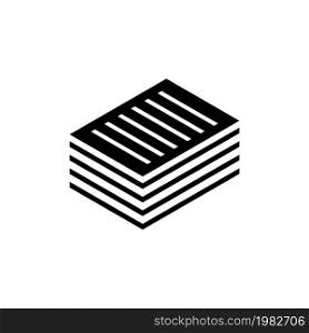 Stacked Pile of Financial Documents. Flat Vector Icon. Simple black symbol on white background. Stacked Pile of Financial Documents Flat Vector Icon