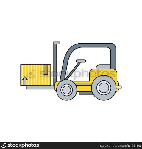 Stackers icon design style flat. Box freight, truck distribution, transportation storehouse, cardboard and crate, package product, forklift and cargo illustration. Stackers icon isolated. Cargo lift