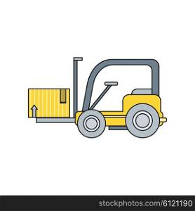 Stackers icon design style flat. Box freight, truck distribution, transportation storehouse, cardboard and crate, package product, forklift and cargo illustration. Stackers icon isolated. Cargo lift