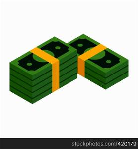 Stacks of dollars isometric 3d icon on a white background. Stacks of dollars isometric 3d icon