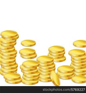 Stacks of gold coins on white background.. Stacks of gold coins on white background