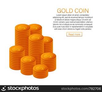 Stacks of gold coins. The concept of profit. Web banner. Vector stock illustration.. Stacks of gold coins. The concept of profit. Web banner. Vector illustration.