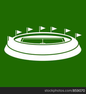 Stadium icon white isolated on green background. Vector illustration. Stadium icon green