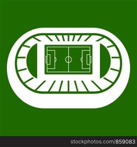 Stadium top view icon white isolated on green background. Vector illustration. Stadium top view icon green