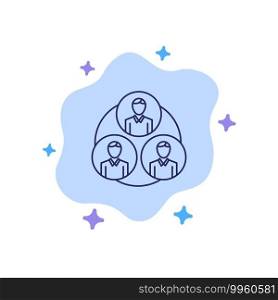 Staff, Gang, Clone, Circle Blue Icon on Abstract Cloud Background