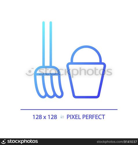 Staff only enclosure pixel perfect gradient linear vector icon. Janitor room with equipment. Toilet cleaning tools. Thin line color symbol. Modern style pictogram. Vector isolated outline drawing. Staff only enclosure pixel perfect gradient linear vector icon