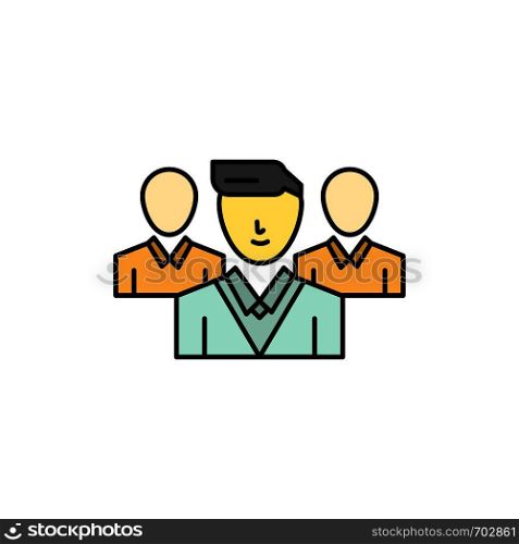 Staff, Security, Friend zone, Gang Flat Color Icon. Vector icon banner Template